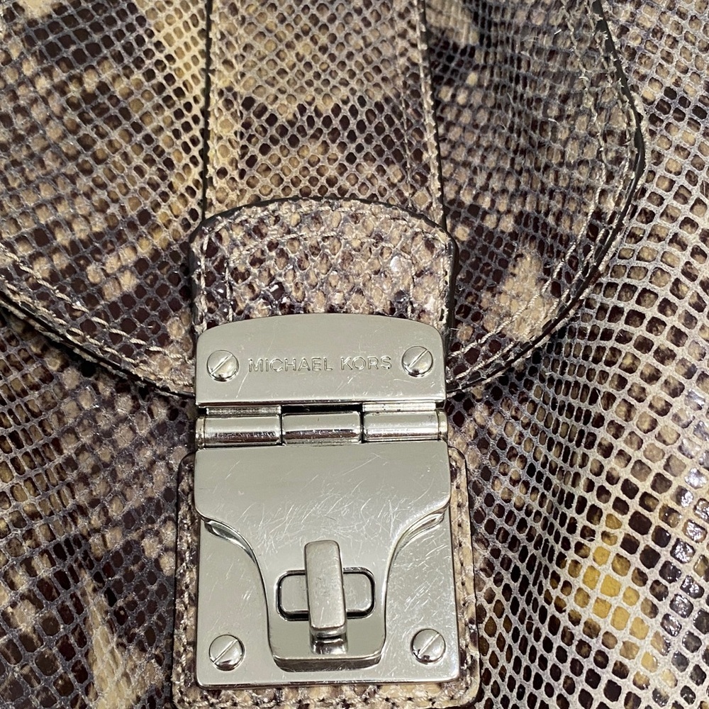 MICHAEL Michael Kors Brown Snakeskin-Print Satchel - Picture 3 of 16